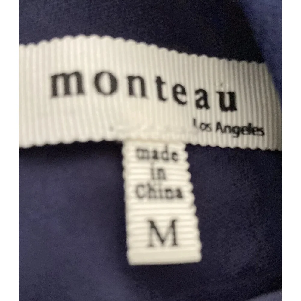 Monteau Los Angeles Sz M Blue White Stripe Casual/Lounge Jumpsuit Slit Wide Leg - Picture 5 of 10